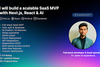develop a scalable saas mvp with nextjs, react and nodejs