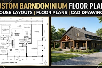 draw detailed architectural plans for barndominium and pole barns