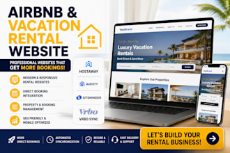 build airbnb website vacation rental website, setup hostaway guesty vrbo lodgify