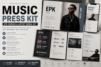design a professional music press kit epk and artist media kit artist press kit