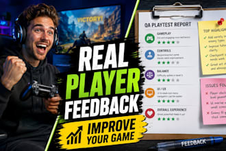 playtest your game and provide professional gameplay feedback