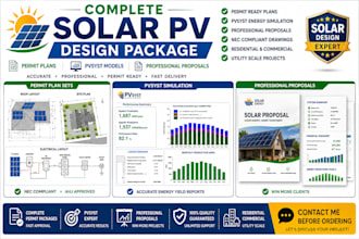 design solar pv permit plans, pvsyst models and professional proposals