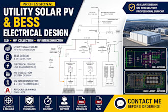 design utility scale solar pv bess electrical sld and mv interconnection