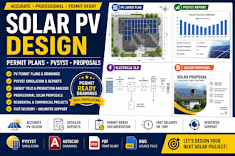 design solar pv permit plans, pvsyst reports and solar proposals