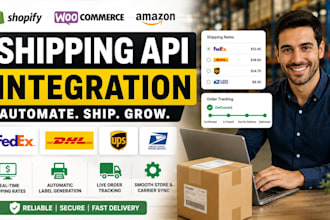 do shipping api integration, fedex, dhl, ups, usps, shopify, amazon, woocommerce