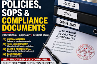 prepare UK business policies, sops and compliance documents