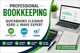 do bookkeeping, quickbooks cleanup, xero and wave bookkeeping