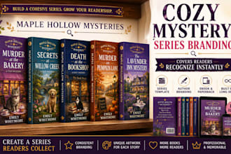create a branded cozy mystery series book cover design