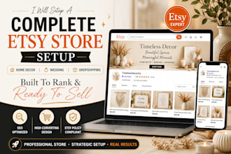 setup a complete etsy store for home decor,wedding,or dropshipping ready to sell