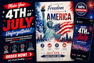 design 4th of july flyer, USA independence day poster, banner, social media post