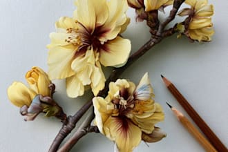 draw illustrations with flowers and different objects