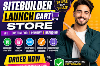 create sitebuilder bubble launch cart store SEO custom pod printify branding