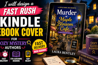 design a fast rush kindle ebook cover for cozy mystery authors