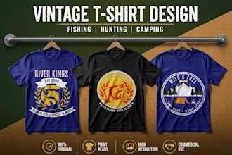 design vintage fishing hunting t shirt design