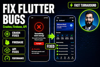 fix flutter app bugs, crashes, and firebase or API errors fast
