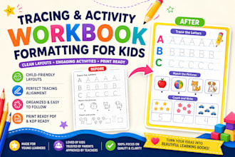 format your tracing and activity workbook for kids and KDP
