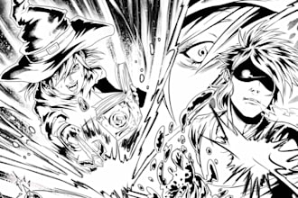 draw witch and wizard fantasy manga pages and magic scenes