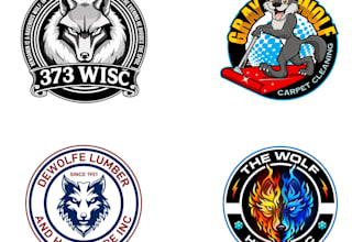 design a modern wolf logo with free unlimited revisions
