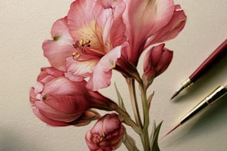 draw illustrations with flowers and different objects