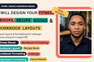 design fitness ebook, recipe book, workbook layout and formatting