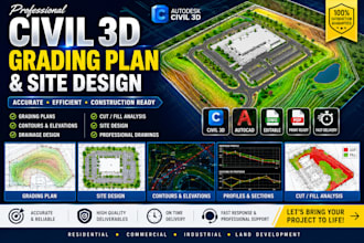 design autocad civil 3d grading plans for your site