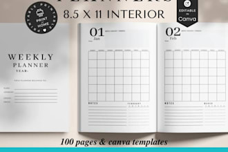 design custom motivational planner, journal and notebook for KDP, daily planner