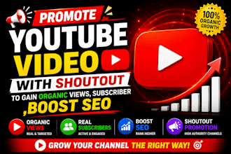 promote youtube video with shoutout to gain organic views,subscriber boost SEO