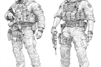 do military character design or military themed illustration