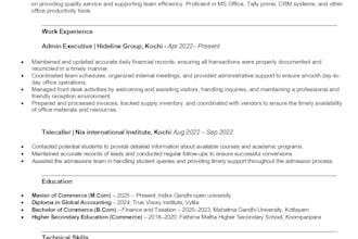 create a professional resume for job applications
