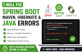 fix spring boot, maven, hibernate and java errors