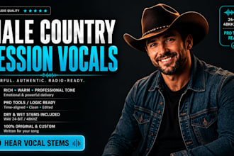 be your male country singer for session vocals songwriting audio track stems