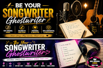 be your ghostwriter for songwriter, rap and lyrics
