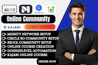 setup mighty networks, circle so community mighty network course  and automation