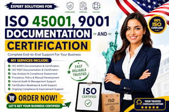 provide iso 45001, 9001 documentation and certification
