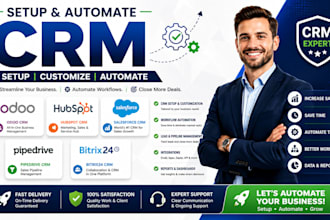 setup and automate odoo, hubspot, salesforce, pipedrive crm, bitrix24 crm