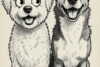 turn your pet into a cute retro cartoon digital art