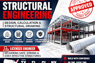 design rcc, steel, wood, concrete structural drawing and calculation tx, ny, fl