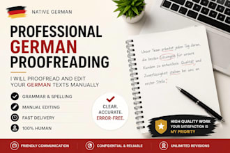 proofread and edit german texts manually