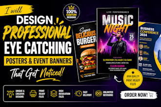 design professional eye catching posters and event banners