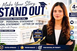 edit or create purpose statement, sop, goal statement, intent letter