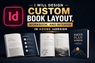 design custom book layout, workbook, interior in indesign