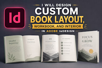 design custom book layout, workbook, interior in indesign