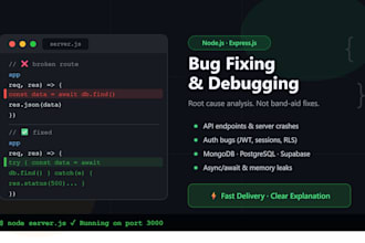 fix bugs in your node,js or express,js backend