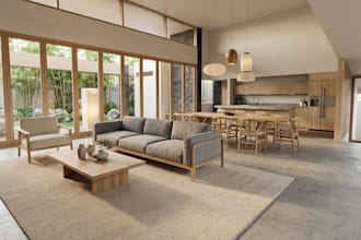 create sketchup japandi 3d interior render for airbnb