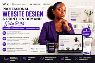 design wix website revamp squarespace website and setup printful printify store