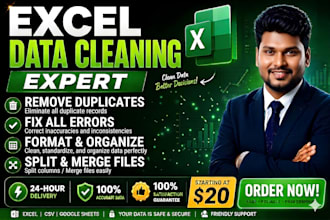 clean, format, and organize your messy excel or CSV data professionally