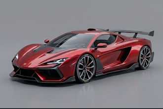 create 3d car modeling, 3d vehicle, car rendering, sport car for game, 3d print