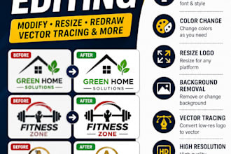 professionally edit, modify, redraw, or resize your logo