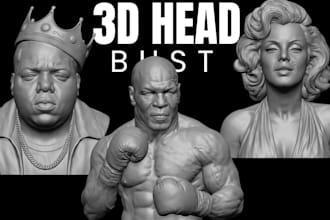 sculpt realistic 3d head bust face likeness figurine statue stl for 3d printing