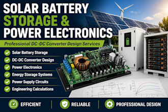 design solar battery storage system, dc dc converter, and power electronics